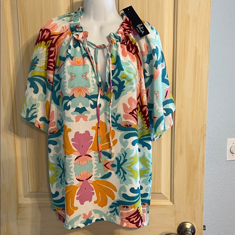 NWT Colorful Floral Women's Tunic Top